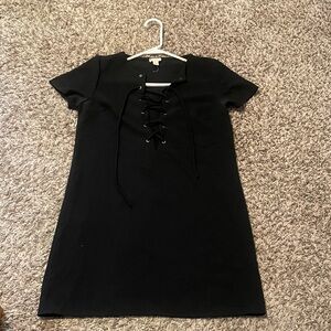Urban Outfitters Black Lace-Up Dress